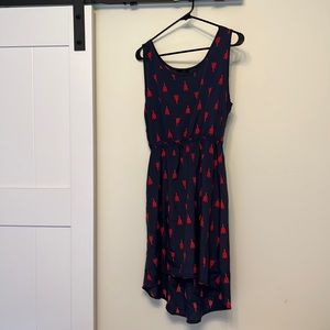 Boutique red & navy tulip dress